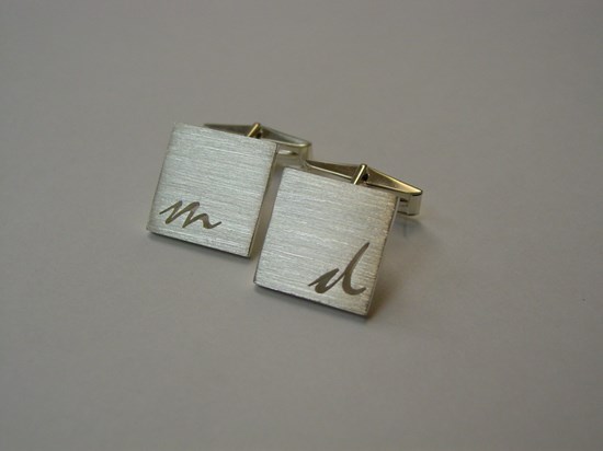 Brushed Cufflinks with Initials Image